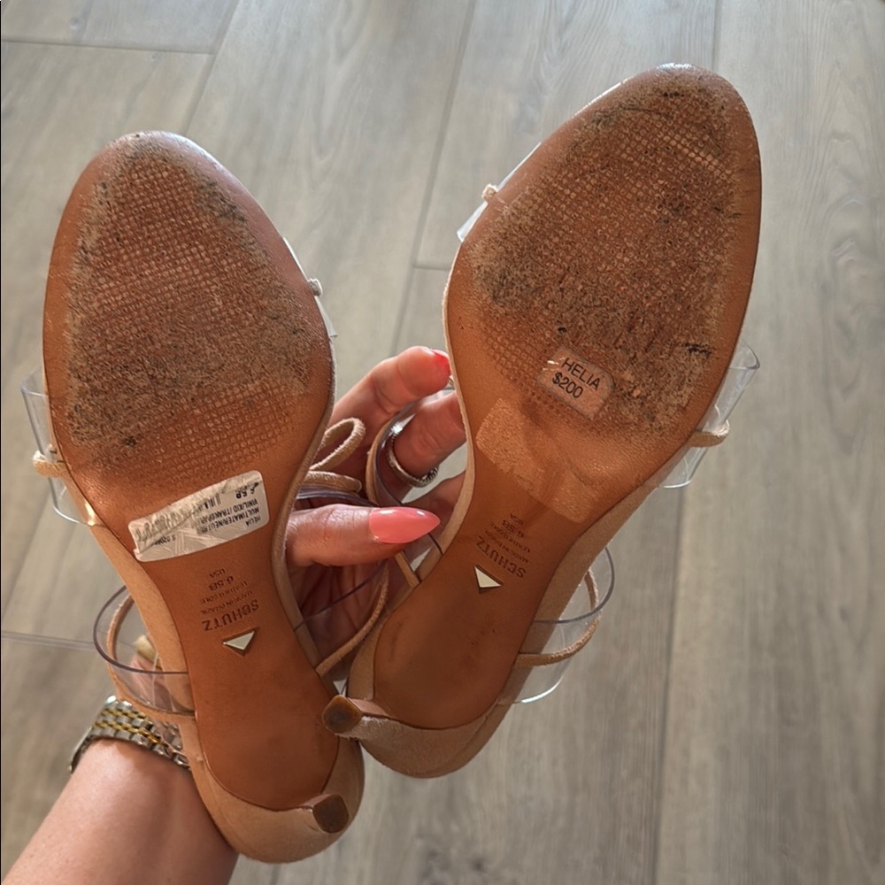 SCHUTZ HELIA Tan Heels with Clear Straps - Picture 4 of 4